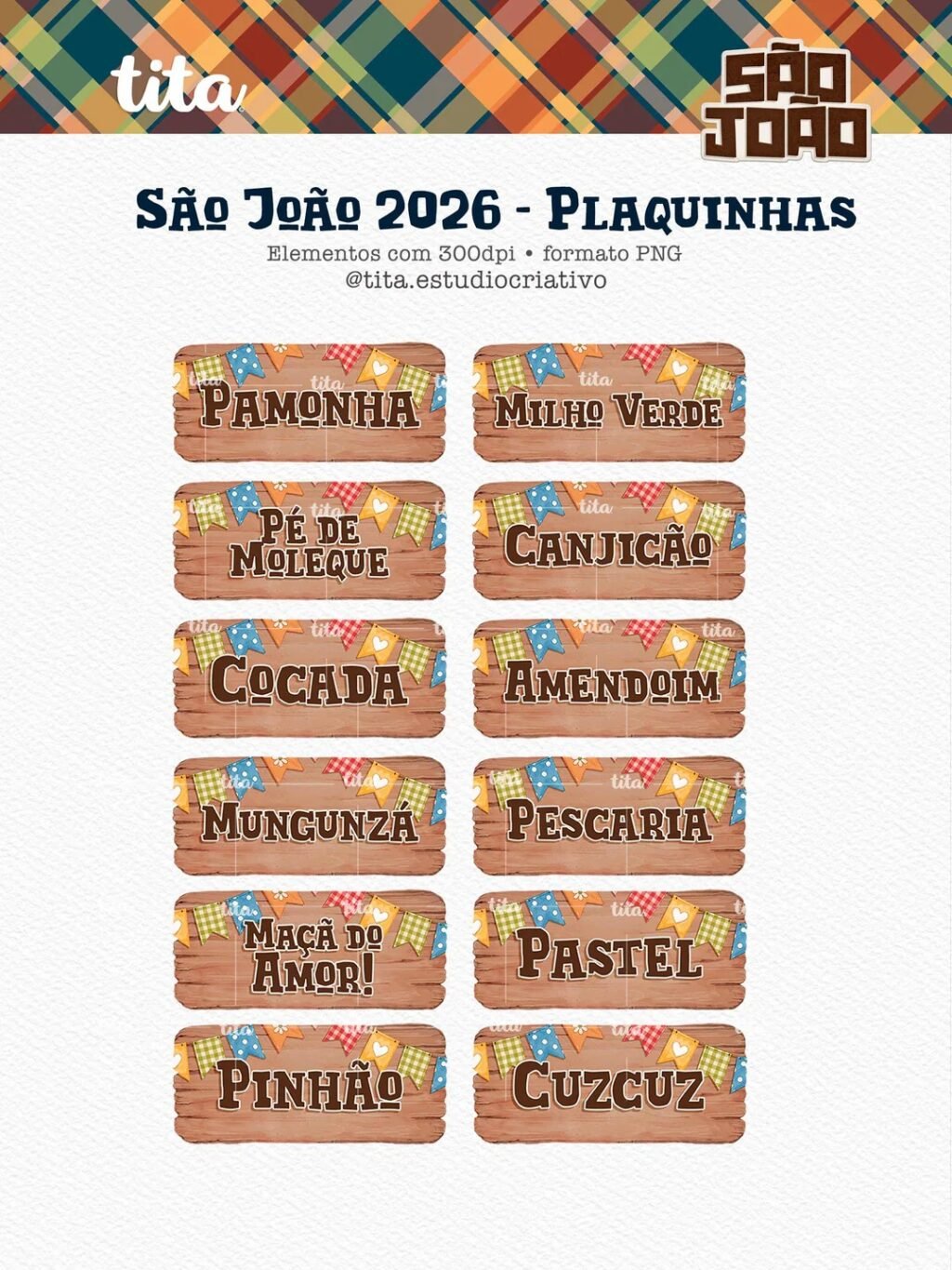 São João 2026 - Combo Ilustrações e Papéis + BRINDE Copa Junina (Tita) - Imagem 10
