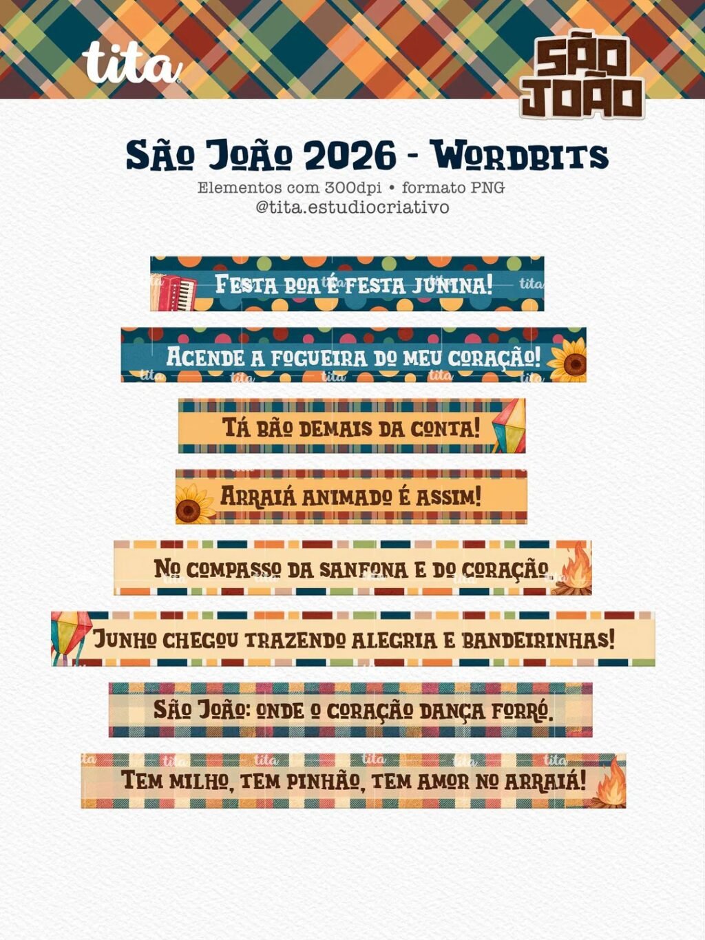 São João 2026 - Combo Ilustrações e Papéis + BRINDE Copa Junina (Tita) - Imagem 11