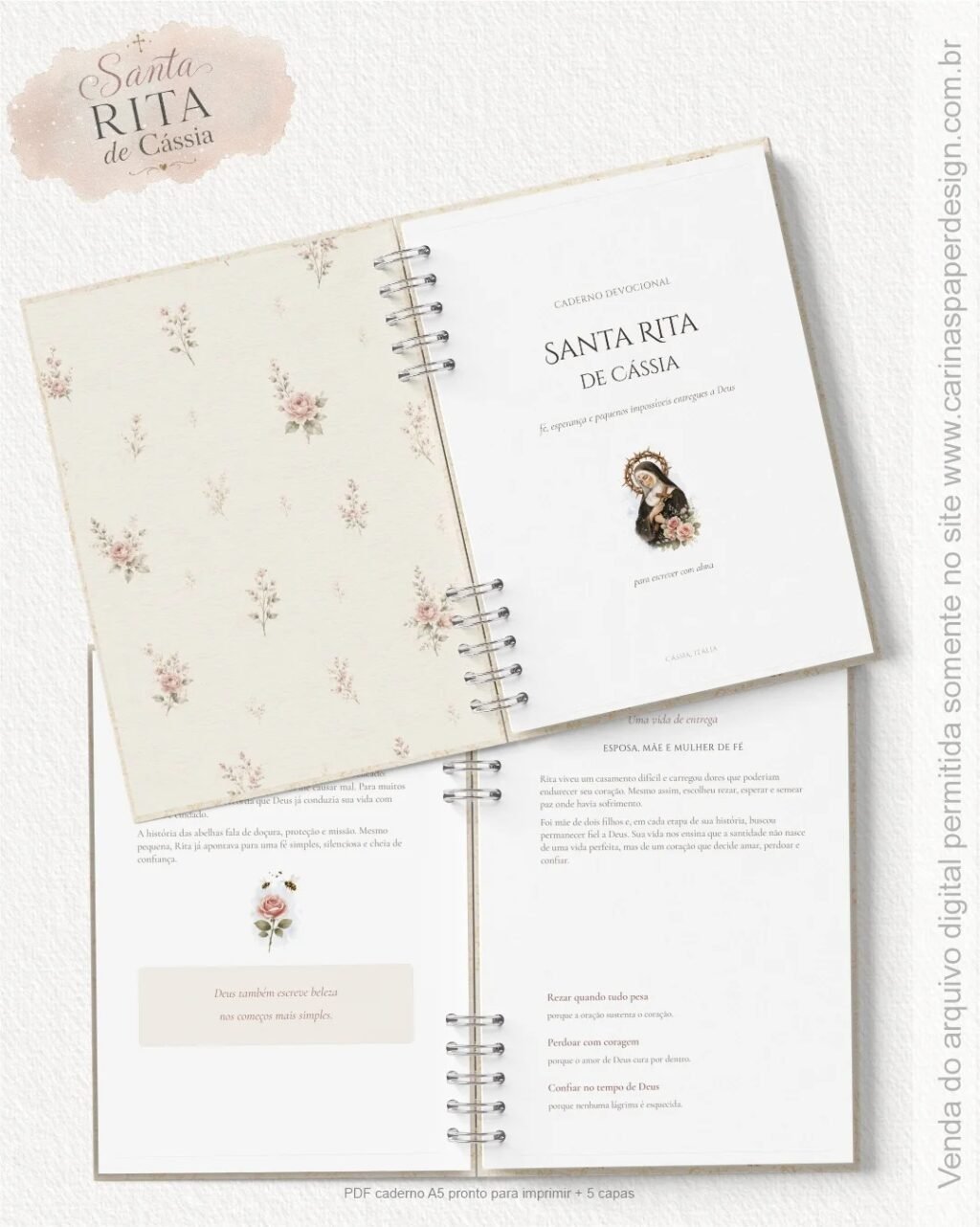 PDF Caderno Santa Rita de Cássia+ 5 Capas (Carinas Paper) - Imagem 2