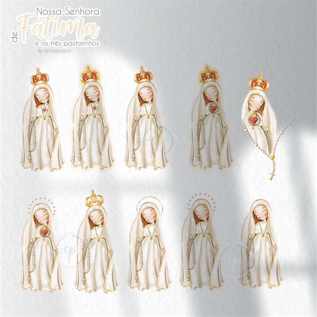 Nossa Senhora de Fátima e o três pastorinhos Versão 2 (Santinhos) - Kit Digital - Imagem 11