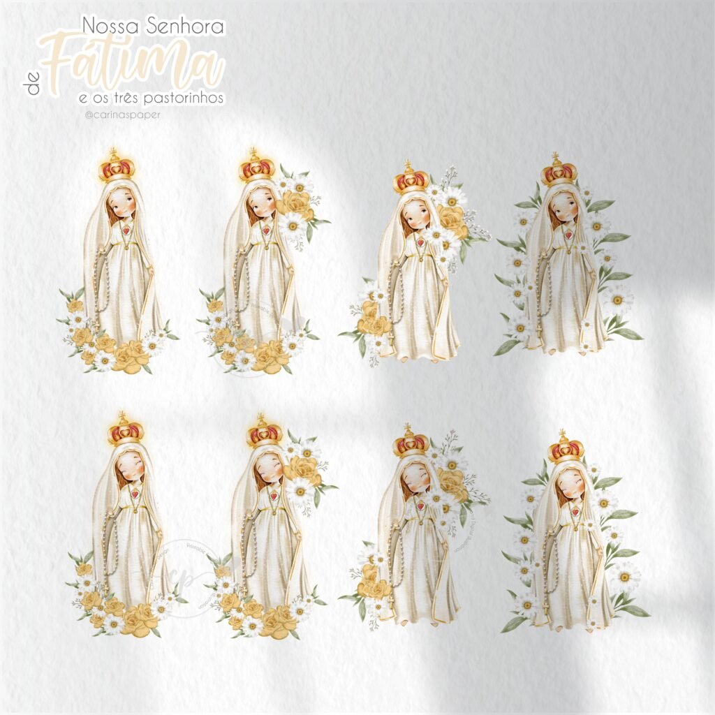 Nossa Senhora de Fátima e o três pastorinhos Versão 2 (Santinhos) - Kit Digital - Imagem 10