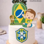 Futebol Brasil Menina - Topo de Bolo