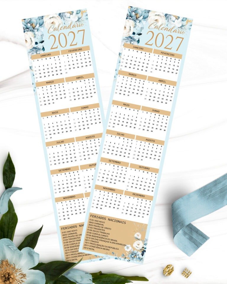 Kit Calendários 2027 Coleção Floral Azul (Bicho Papel) - Imagem 3