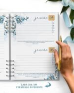 COMBO 8 Agendas 2027 e Permanente COM VERSÍCULOS e SEM VERSÍCULOS Floral Azul (Bicho Papel) - Imagem 2