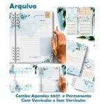 COMBO 8 Agendas 2027 e Permanente COM VERSÍCULOS e SEM VERSÍCULOS Floral Azul (Bicho Papel)