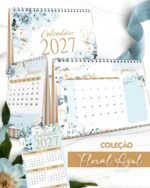 Kit Calendários 2027 Coleção Floral Azul (Bicho Papel)