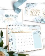 Kit Calendários 2027 Coleção Floral Azul (Bicho Papel) - Imagem 4