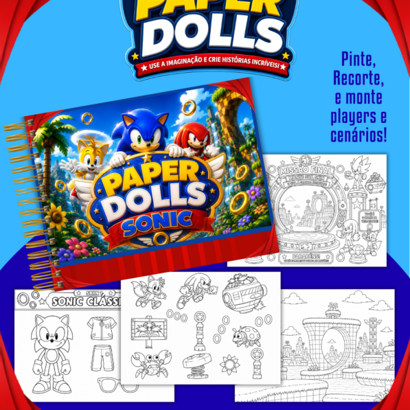 Sonic - Livro Colorir A5 (Paper Dolls)