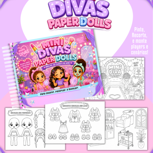 Mini Divas - Livro Colorir A5 (Paper Dolls)