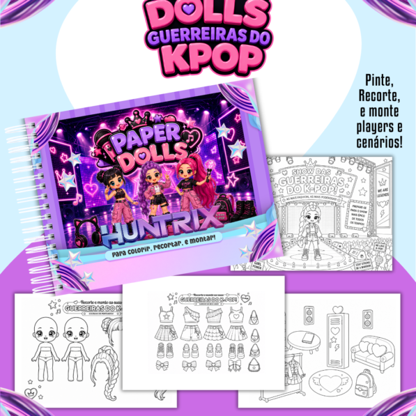 Guerreiras do K-Pop - Livro Colorir A5 (Paper Dolls)