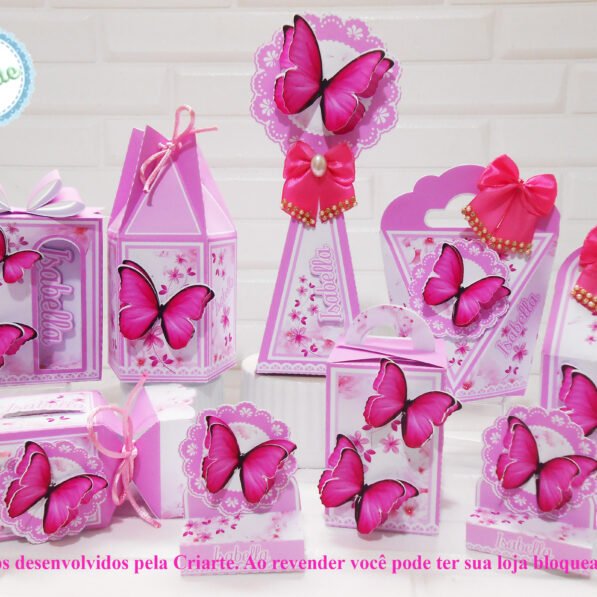 Borboleta Rosa - Kit Festa Pronta