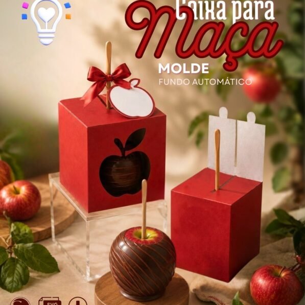 Caixa Para Maçã do Amor + Fundo Automático