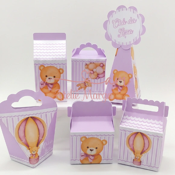 Chá de Bebê Ursinho Lilás - Kit Festa Pronta