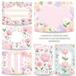 Fundos FLORAIS Aquarela - Kit Digital - Imagem 3