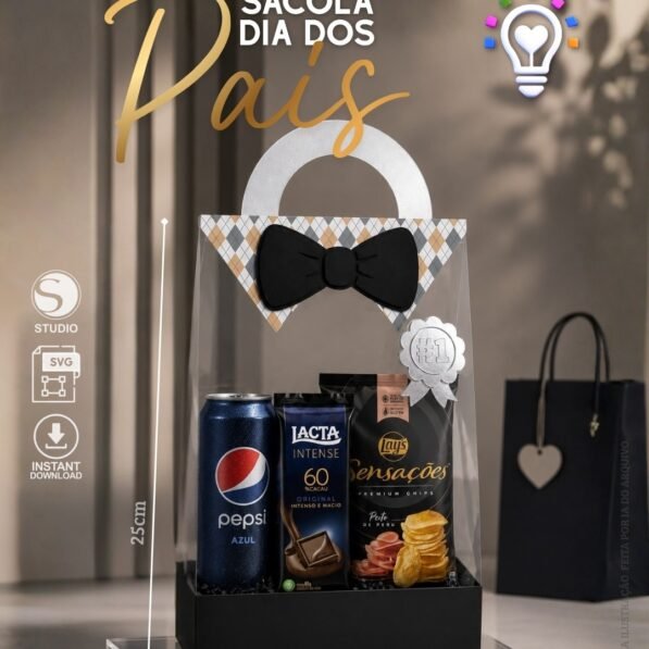 Sacola Acetato Preta - Dia dos Pais