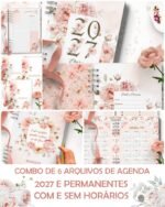 COMBO 6 Agendas 2027 e Permanente COM e SEM HORÁRIOS Refúgio (Bicho Papel)
