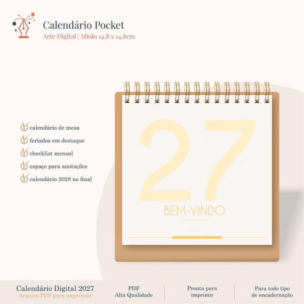 Calendário Pocket 2027 (14,8x14,8cm)