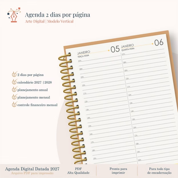 Agenda Masculina Vertical 2027 2DPP