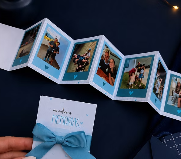 Mini Álbum Sanfonado com Fotos - Dia dos Pais