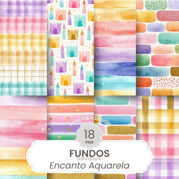 Fundos Aquarela Encanto - Kit Digital