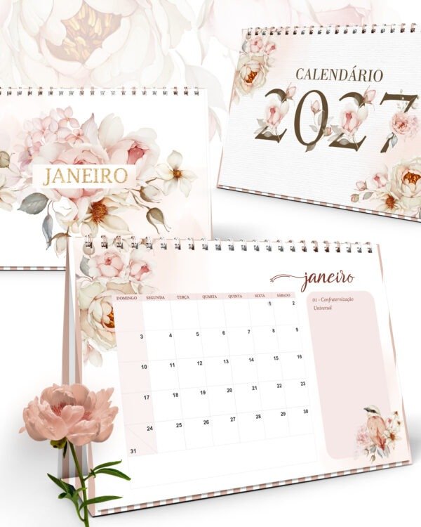 Kit Calendários 2027 de Mesa A5 A6 e Calendário Marca Página Refúgio (Bicho Papel) - Imagem 4