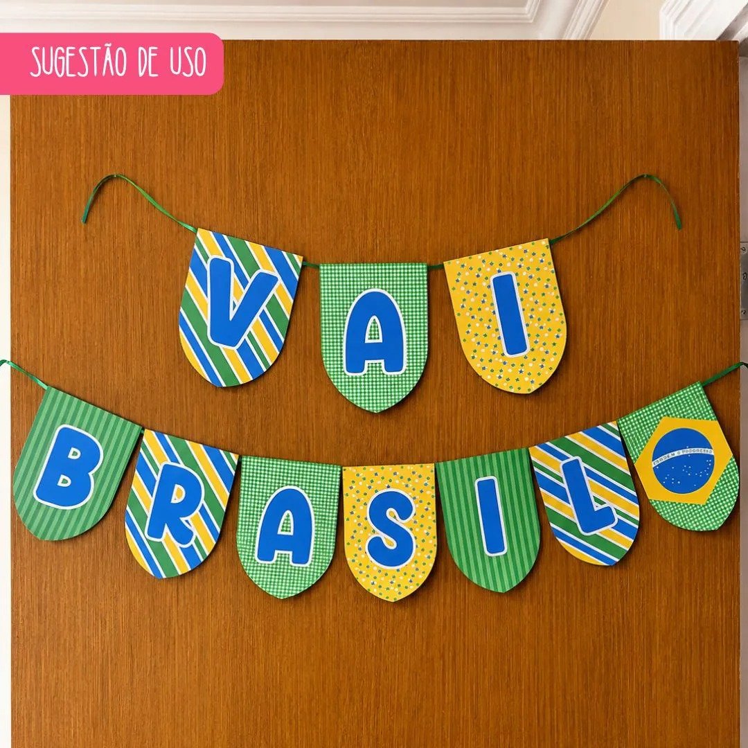 Bandeirolas e Tag para copos decoração Brasil copa 2026 - Imagem 1