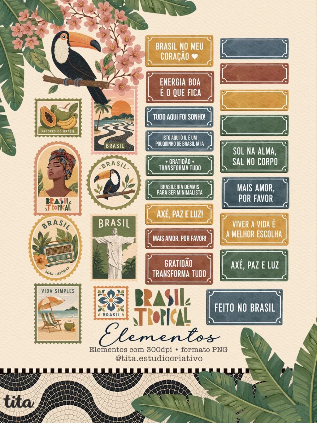 Brasil Tropical - Combão Ilustrações + Papéis (Tita) - Imagem 11
