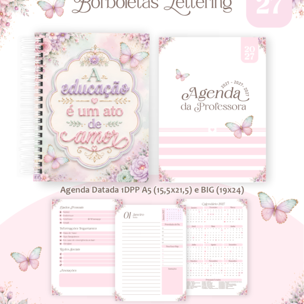 Borboletas Lettering 2027 – Professores