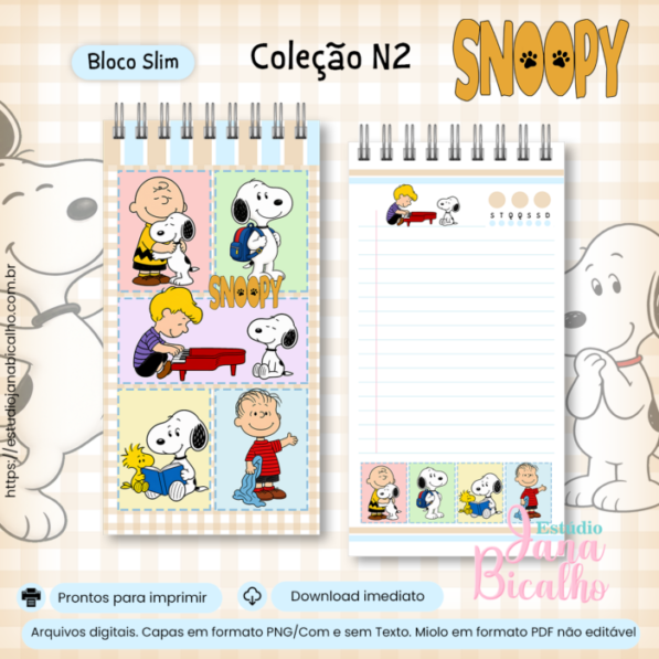 Bloco Slim Coleção N2 Snoopy
