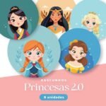 Princesas - Kit 6 rascunhos para pintar/bordar plaquinhas de maternidade