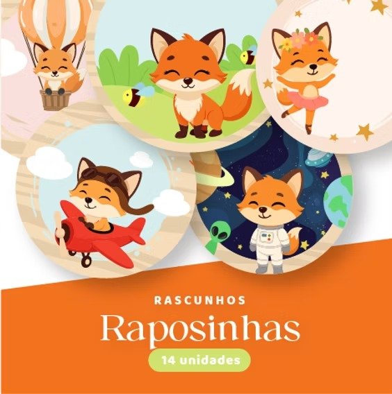 Raposinhas - Kit 14 rascunhos para pintar/bordar plaquinhas de maternidade