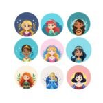 Princesas - Kit 9 rascunhos para pintar/bordar plaquinhas de maternidade - Imagem 2