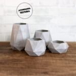 Combo Vasos Low Poly Cimento
