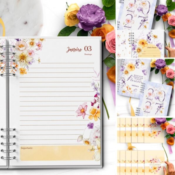 COMBO 6 Agendas 2027 e Permanente Floral Encanto