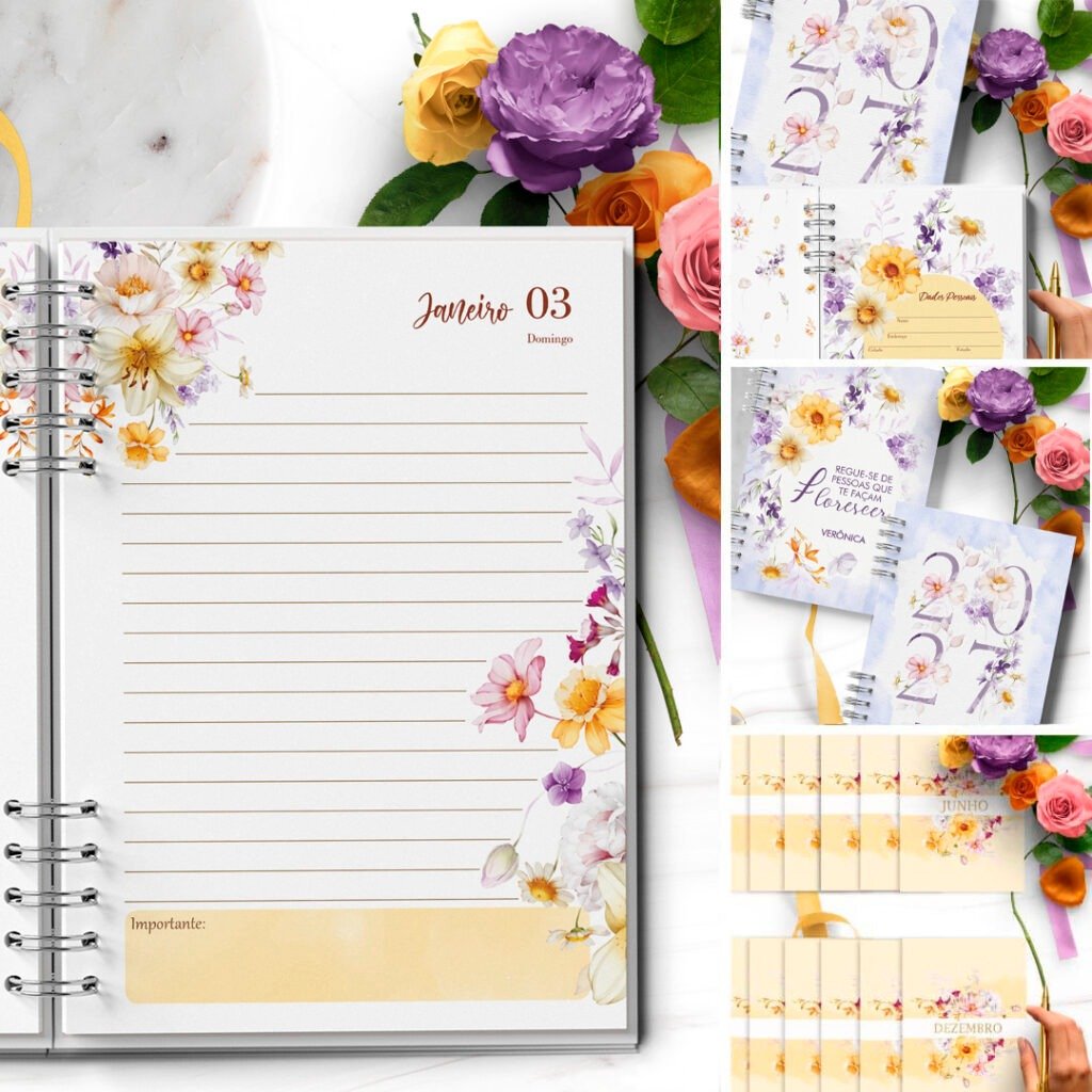 COMBO 6 Agendas 2027 e Permanente Floral Encanto