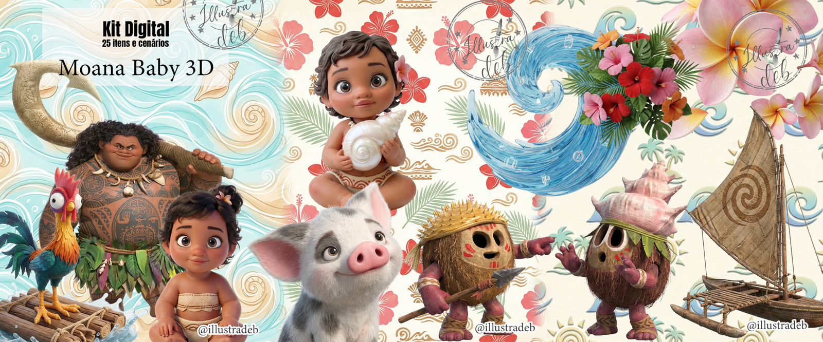 Moana Baby 3D - Kit Digital - Imagem 1