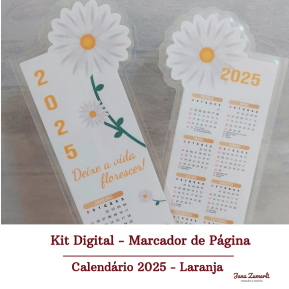 Marcador de Página Calendário 2025 – Laranja