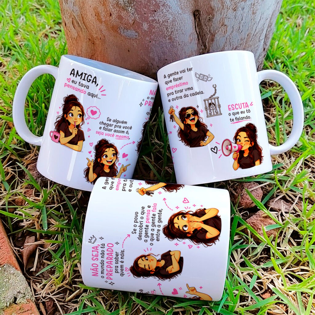 Amiga Eu Tava Pensando Aqui Menina - Arte Avulsa Caneca - Imagem 2