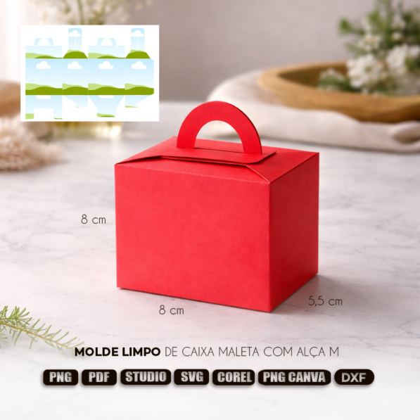 Caixa Maleta com alça (Lancheirinha M) – Molde Limpo