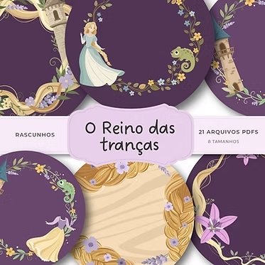 O Reino das Tranças – Kit 8 rascunhos para pintar/bordar plaquinhas de maternidade
