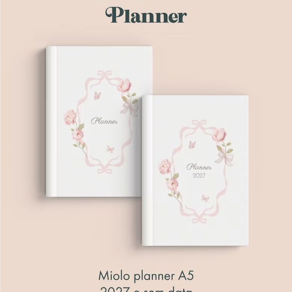 Planner Coleção Laços & Rosas Costura (Perfeito Miolo)