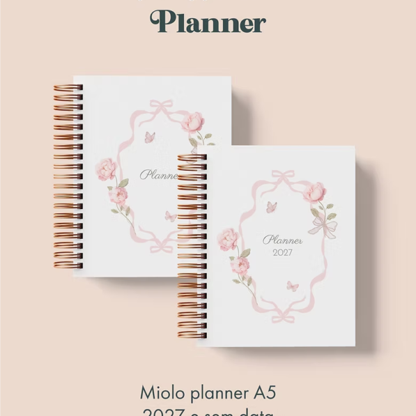 Planner Coleção Laços & Rosas Wire-o (Perfeito Miolo)