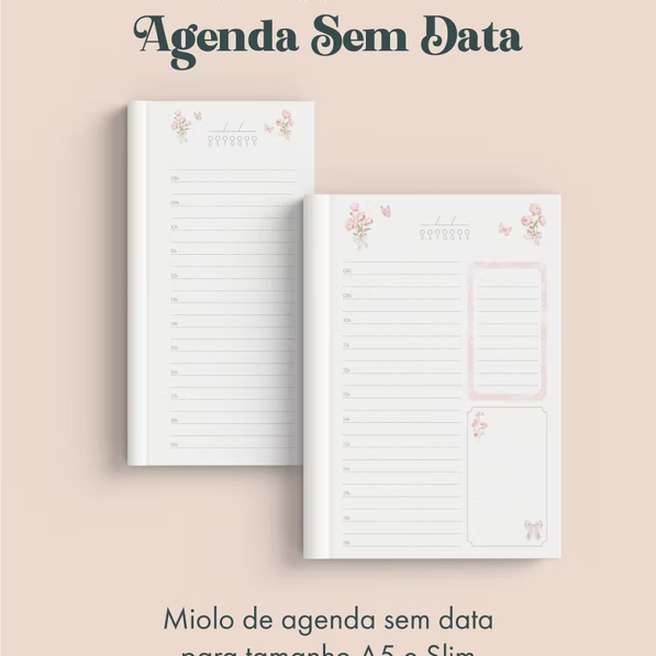 Agenda Sem Data Coleção Laços & Rosas Costura (Perfeito Miolo)