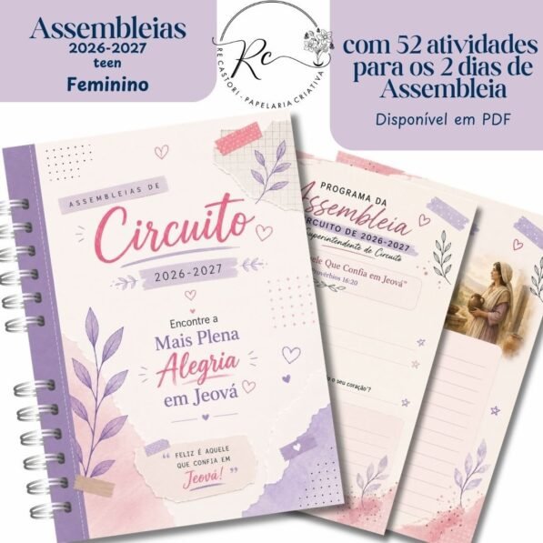 Caderno teen Feminino para as Assembleias 2026-2027
