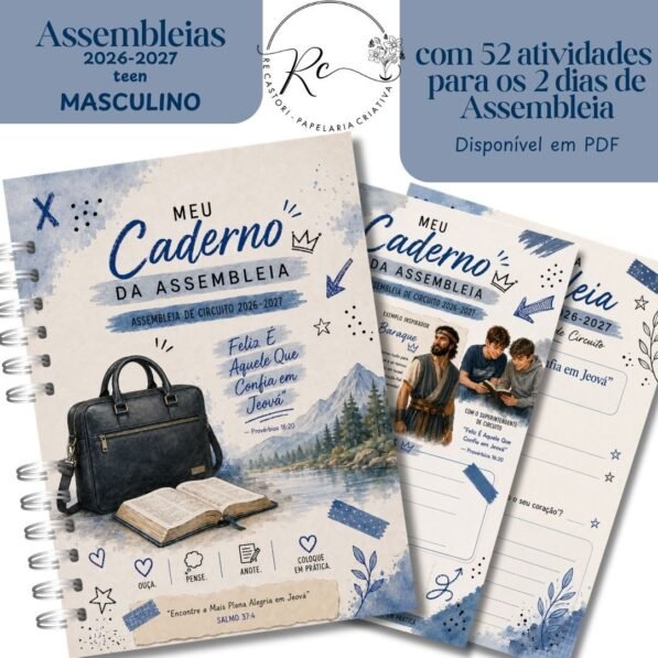 Caderno teen Masculino para as Assembleias 2026-2027