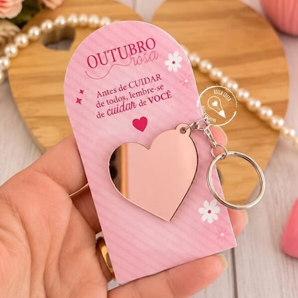Cartao Chaveiro Espelho – Outubro Rosa