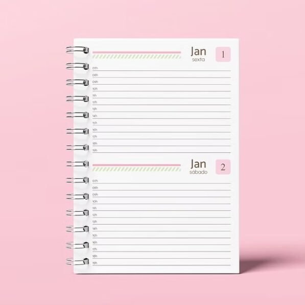 Miolo Agenda DATADA – 2DPP – A5 – wire-o/espiral – 6 cores