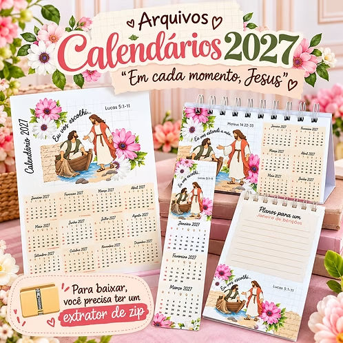 Coleção Calendários Jesus 2027 (Desenhitos da Jana)