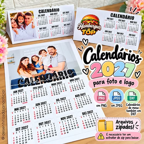 Calendários 2027 para foto e logo