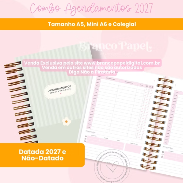 Combo Agendamentos 2027 (Branco Papel)